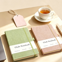 Cuaderno de Tapa Dura con Tela de Lino, A5, Verde Salvia, Diario de Tela Tejida con Banda Elástica, Soporte para Bolígrafo, Apertura Plana, para Oficina, Escuela, Regalo