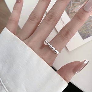 S925 Sterling Silver Round Bead <b>Ring</b> <b>Adjustable</b> Textured Design Unisex Everyday Wear - Product Image 4
