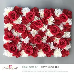 Painel de parede 3d flor de fleur, decoração de casamento, falso, vermelho, de seda, artificial, rosa, backdrop