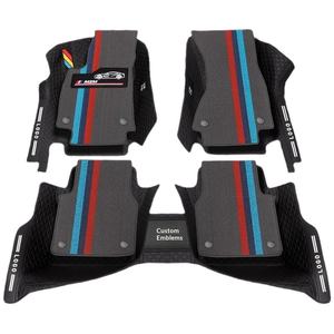 Tapis de sol de voiture en cuir intégral antidérapant résistant à l'usure respectueux de l'environnement avec logo imprimé et bande de couleur - Product Image 5