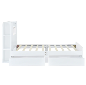 <span class=keywords><strong>Letto</strong></span> Singolo con Contenitore in MDF Bianco, Due Cassetti e Design con Striscia Luminosa nella <span class=keywords><strong>Testiera</strong></span> - Product Image 3