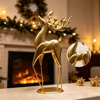 Figurine de cerf de Noël de luxe en fer, à poser sur table ou cheminée, ornement de maison lumineux, cadeau de Noël, décoration de fêtes
