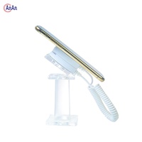 Stands Display Keamanan Ponsel Akrilik Transparan dengan Perekat 3M, Penyangga Ponsel Transparan dengan Kabel Spiral ABS 1,2m