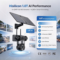 Kamera CCTV PTZ 4 Lensa Solar Gun Ball dengan Kartu SIM 4G untuk Proyek Luar Ruangan, Chip AI Hisilicon 1.0T, Deteksi Manusia, Pelacakan Otomatis