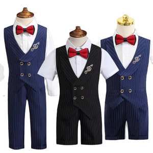 <strong>Suit</strong> and Classic Baby Black Striped <strong>Waistcoat</strong> + Shirt Sports Jacket Dress Children Clothing <strong>Boys</strong> - Product Image 1