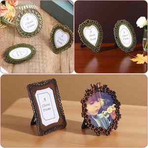 Elegant Desktop <b>Vintage</b> Embossed Photo B2b Wholesale Round Heart Patterned Zinc Alloy <b>Picture</b> <b>Frame</b> - Product Image 5