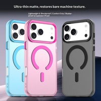 Étui magnétique transparent IMD double couche couleur bonbon, compatible avec 17 PRO MAX, coque mate anti-chute pour 15/14