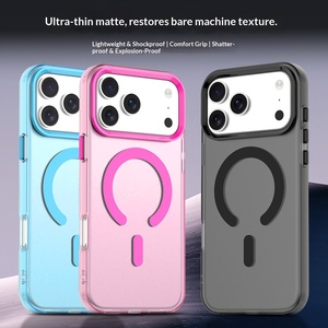 Étui magnétique transparent IMD double couche couleur bonbon, compatible avec 17 PRO MAX, <span class=keywords><strong>coque</strong></span> mate anti-chute pour 15/14 - Product Image 3