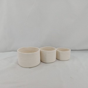 Ensemble de paniers de rangement en <span class=keywords><strong>corde</strong></span> de coton - Trois paniers de rangement de bureau de grande capacité pour articles divers, couleur unie, stock d'usine - Product Image 3