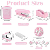 Ensemble de papeterie de bureau rose pastel - Kit de fournitures de bureau 12 en 1 pour la maison et le bureau
