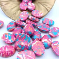 Turquoise 10x14mm 13x18mm 15x20mm Rose Rouge huître Pierre Howlite Cabochon Ovale Dos Plat Perles En Vrac pour La Main