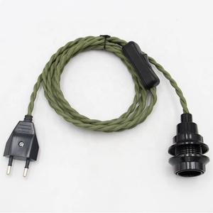 Kit de luminaires de table et de sol E27 E14 avec câble en <span class=keywords><strong>tissu</strong></span>, prise européenne, cordon d'alimentation européen, douille d'ampoule, lampe suspendue tressée - Product Image 3