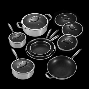<span class=keywords><strong>Set</strong></span> di <span class=keywords><strong>Pentole</strong></span> <span class=keywords><strong>Antiaderenti</strong></span> in Acciaio Inox con Rivestimento Ceramico, 13 Pezzi, Fondo Esagonale a Nido d'Ape, Lavabili in Lavastoviglie e Adatti al Forno - Product Image 2