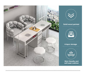 Salón de belleza profesional Juegos de mesas y sillas de uñas Cajón de manicura Mesas de uñas Sala de estar de madera Muebles de salón de manicura - Product Image 6