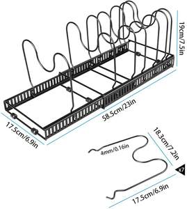 منظم تخزين للمطبخ ، حامل معدني, منظم تخزين للمطبخ ، متعدد الطبقات ، قابل للتعديل ، أوعية تلسكوبية ، غطاء ، رف مقالي - Product Image 5