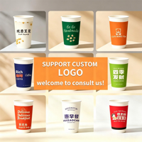 Gobelets en papier jetables à double paroi pour boissons chaudes et froides, personnalisables avec logo, pour salons de thé et bubble tea