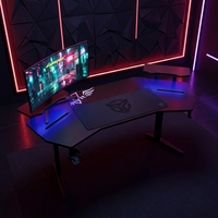 Café Internet moderne table de jeu noire incurvée coin bureau avec led grand bureau de jeu réglable table d'ordinateur