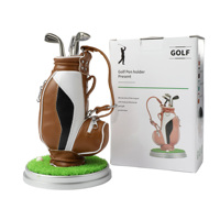 Nouvelle vente en gros d'usine en stock, souvenir d'événement de golf, cadeau, porte-stylo de sac de golf en PU de haute qualité, jeu de bureau, ensemble cadeau de golf personnalisé