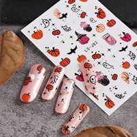 Autocollants pour ongles d'Halloween, motifs fantômes et citrouilles mignons, autocollants 3D auto-adhésifs pour ongles, motifs chauve-souris, chat, crâne, décorations pour ongles pour Halloween