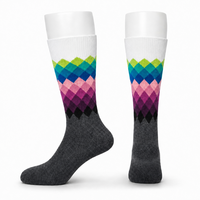 Chaussettes en coton à motif losanges, colorées, décontractées, avec logo personnalisé, douces, respirantes, fantaisie, tendance