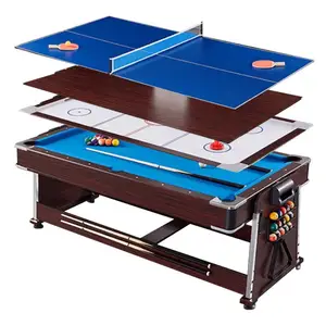 Hot Sale 4 in 1 Multi Game Table Rotating Combo Game Table Revolving Multi Game Table with Pool, Pingpong, Air Hockey, Dining