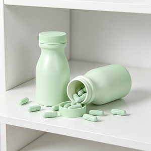 Flacon à pilules en PET vert menthe avec bouchon à vis, emballage rond pour capsules, pour le stockage de compléments alimentaires - Product Image 1