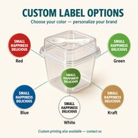 Gobelet à dessert en plastique transparent avec cuillère, 250 ml rond, 340 ml carré, couvercle en PET haute qualité, boîte pour mousse, yaourt, crème glacée, mille crêpes