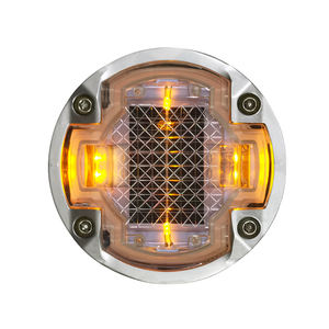 Luz solar de pavimento de forma redonda marcadores de pernos de carretera LED Luz de muelle solar intermitente incrustada il300 4 vías G105 pernos de carretera solares - Product Image 1