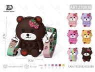 Borsa a Tracolla in Silicone a Forma di Orso con Stampa Cartoon, Borsa da Petto per Donna per Tutte le Stagioni - Product Image 1