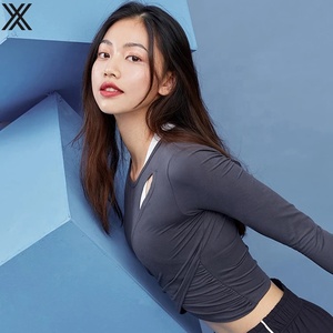 Cheap custom printing long sleeve t shirt woman Crop top Breathable light O-Neck for Fitness yoga - Product Image 2