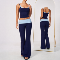 Ensemble de yoga 2 pièces : Débardeur de sport et pantalon long taille haute, anti-transpiration, sensation seconde peau, effet ventre plat et lifting des fesses
