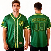 Jersey Baseball V-Neck Kualitas Premium Bordir Custom Motif Not Musik Hijau, Kaos Kasual Pria