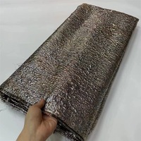 Tissu Brocart Jacquard Brillant Métallisé de Luxe en Polyester de Haute Qualité, Vente en Gros, pour Robe Africaine
