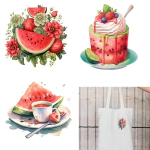 Girl Watermelon Fruit Stand Cake DTF Heat Transfer Iron on Transfer for Clothing Iron On Patches For Clothing