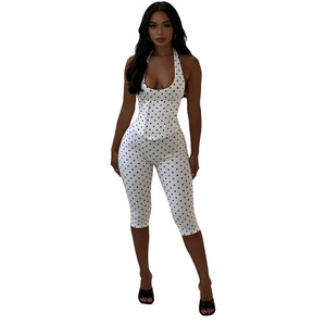 Combinaisons élégantes à pois avec col halter et taille corset pour femme, effet deux pièces, tenues une pièce, logo personnalisé, marque privée, usine - Product Image 4