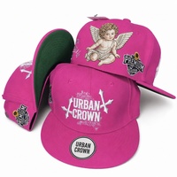 VC Premier Besticktes Snapback Cap Set für Herren und Damen, 3-teilig, Hot Pink Flacher Schirm Hut, Streetwear Cherub Kreuz Individuelles Logo Neuer Stil Kappe