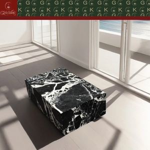 Mesa <span class=keywords><strong>de</strong></span> Centro Rectangular <span class=keywords><strong>de</strong></span> Mármol Negro Napokon GOLDKING, Sin Patas, Estilo Moderno y Minimalista para Sala <span class=keywords><strong>de</strong></span> Estar, Fabricación Directa <span class=keywords><strong>de</strong></span> Fábrica OEM ODM - Product Image 2
