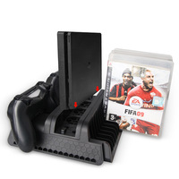 Support de Charge Vertical pour Console PS4 avec Double Chargeur, Hub USB 3 Ports, Dissipation de la Chaleur et Étagère pour Jeux