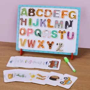 Montessori 3D early education toys wooden magnetic letter writing board for children