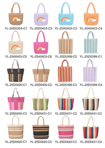 Grand <span class=keywords><strong>sac</strong></span> fourre-tout en paille rayée personnalisé avec poignées en PU multicolores, personnalisable, pour la plage, l'été, les voyages, le shopping, un cadeau pour femmes - Product Image 4