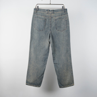 Jean bleu délavé vintage pour homme, coupe droite, déchiré, cinq poches, pantalon décontracté, OEM, vente en gros