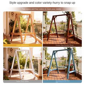 Chaise suspendue pour enfants en bois massif de style méditerranéen et panier de balcon pour une utilisation intérieure à la maison - Product Image 2