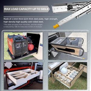 220kg 12-60inch Ngăn kéo trượt khóa ba phần mở rộng đầy đủ 500lb tải ngăn kéo vận động viên bóng mang bên gắn đường sắt - Product Image 5