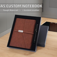 Carnet de notes personnalisé avec stylo, format A5, en cuir, personnalisable