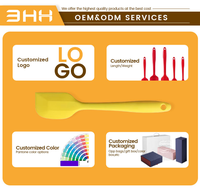 Ensemble d'ustensiles de cuisine en silicone sur mesure, 5 pièces, sans BPA, antiadhésif, spatule, fouet, brosse, spatule à retourner, racloir, certifié FDA CPC LFGB, fabrication OEM ODM