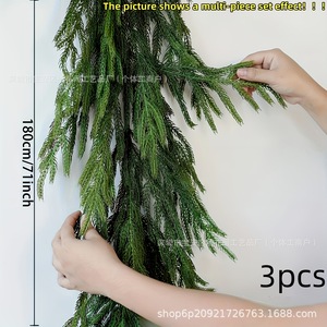 Guirlande de Noël artificielle en pin de Norfolk, 1,5, 1,8, 2,7 mètres, décoration murale intérieure, verdure synthétique en plastique - Product Image 5