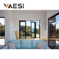 Fenêtre de patio en verre pliante extérieure de haute qualité, fenêtre pliante en aluminium à persiennes