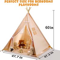 Tente de jeu tipi indien en toile de coton pour enfants, pour garçons et filles, utilisation intérieure et extérieure