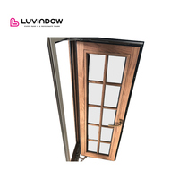 Ventanas Abatibles de Madera Maciza de Diseño Simple Estándar Australiano, Ventana Abatible de Madera Revestida de Aluminio con Doble Vidrio