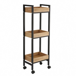 कस्टम आधुनिक <span class=keywords><strong>3</strong></span>-स्तरीय बांस भंडारण कार्ट सुविधाजनक घरेलू रसोई का उपयोग बाथरूम और लिविंग रूम के लिए अलग डिजाइन के साथ - Product Image 2